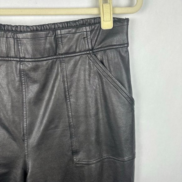 Spanx Womens Faux Leather Jogger Pants Black Size Large Pull On Elastic Waist - Picture 6 of 7